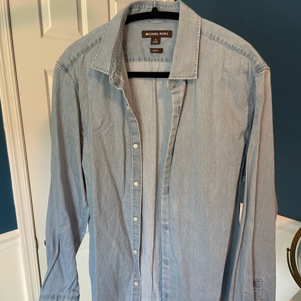 Michael Kors shirt, M, slim fit, blue chambray